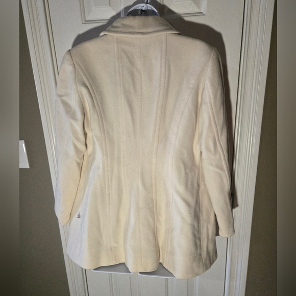 JASON KOLE Cream Wool Blend Lined Pea Coat White Dressy Classy Jacket Medium - Picture 4 of 6